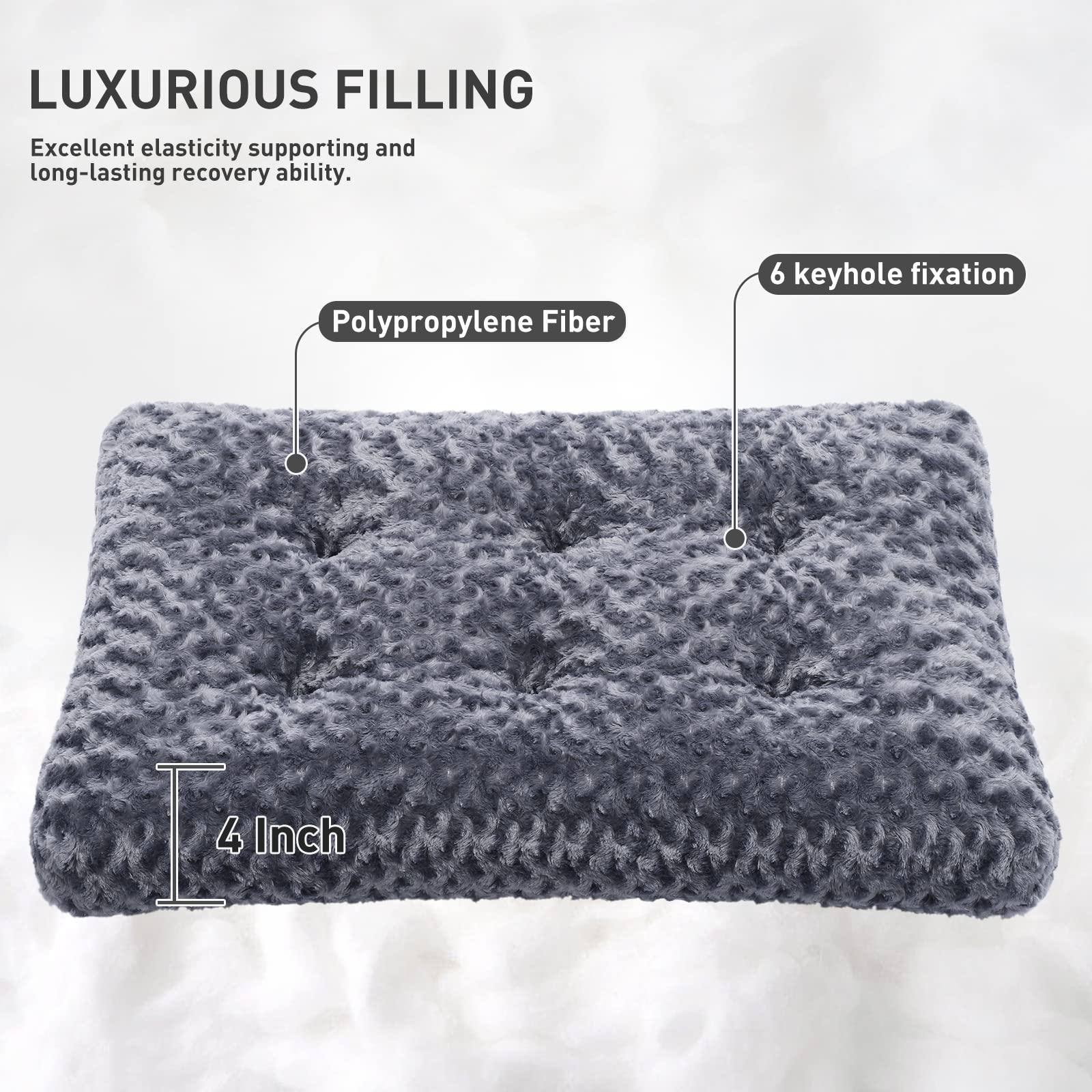 KSIIA washable dog bed deluxe plush side view highlights sturdy support for joints