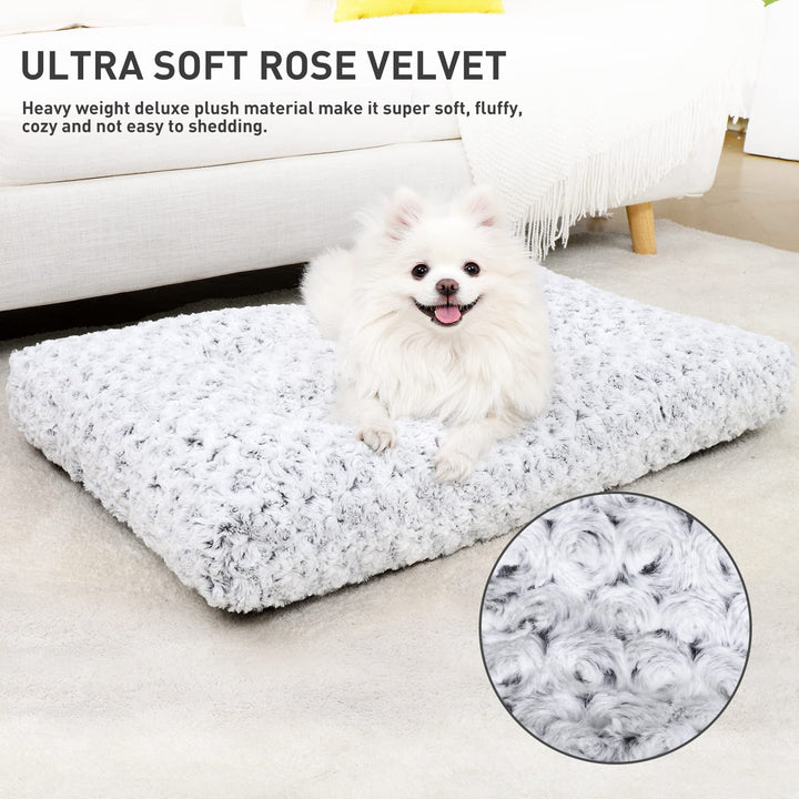 KSIIA washable dog bed deluxe rose plush, side profile shows soft surface.