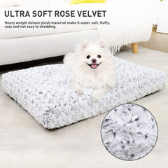 KSIIA washable dog bed deluxe rose plush, side profile shows soft surface.