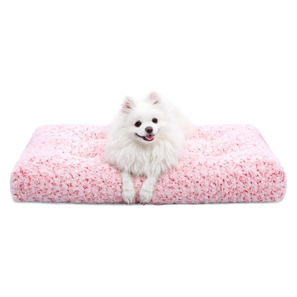 KSIIA Washable Dog Bed Deluxe top view with rose velvet for cozy comfort