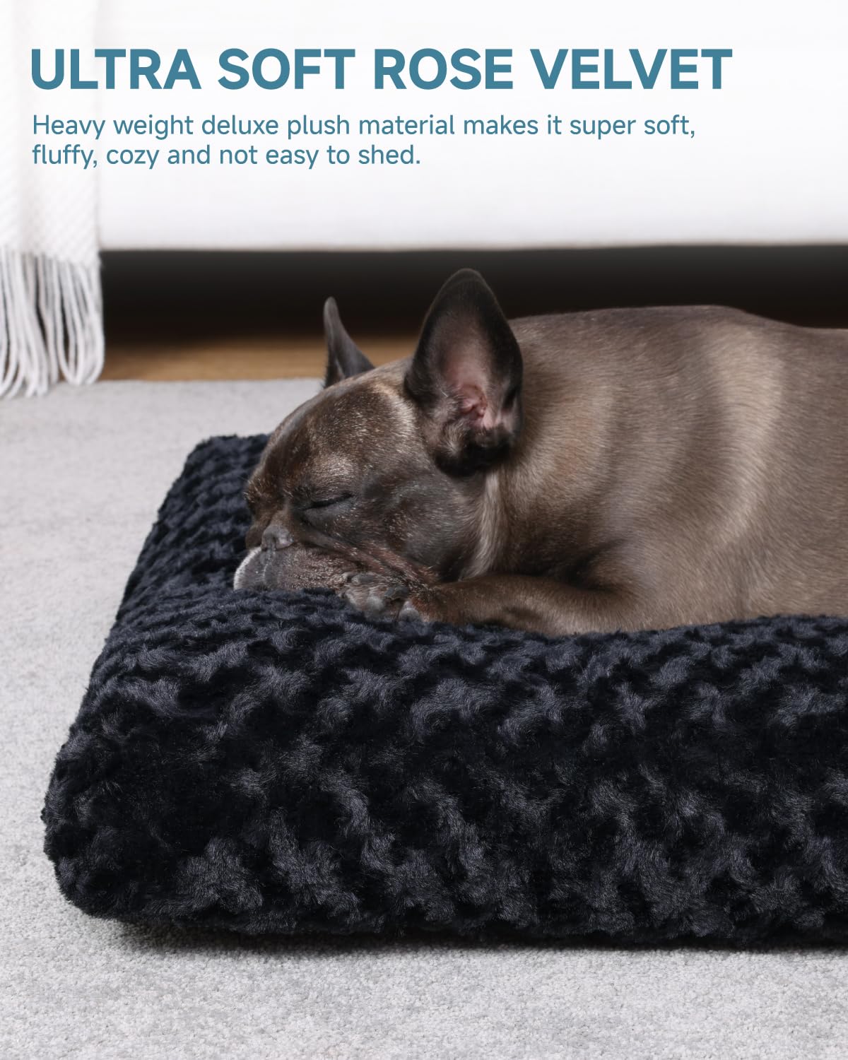 KSIIA washable dog bed plush rose velvet offers cozy comfort for calm, relaxed sleep