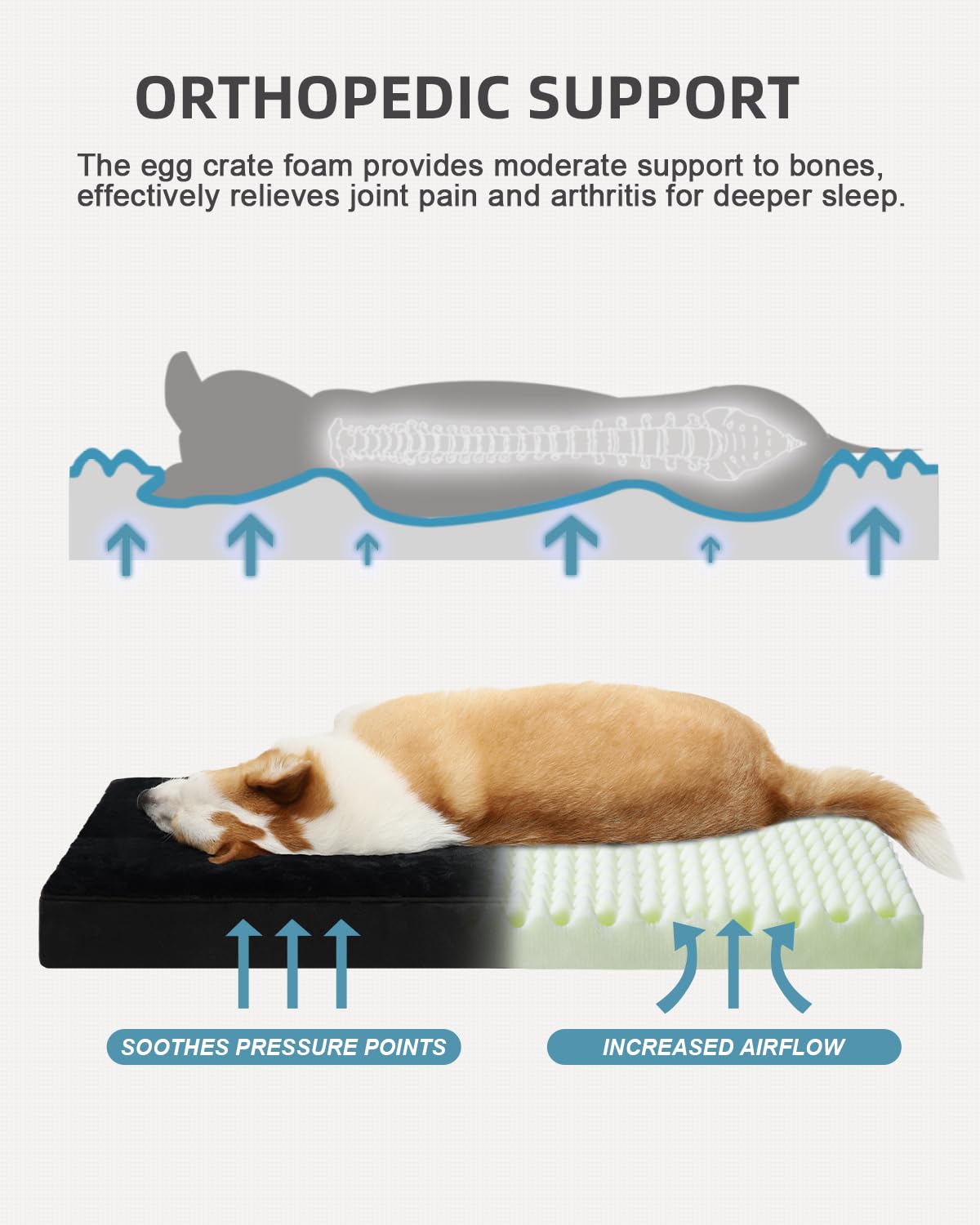 KSIIA bed displays waterproof layer detail to keep foam clean and dry.