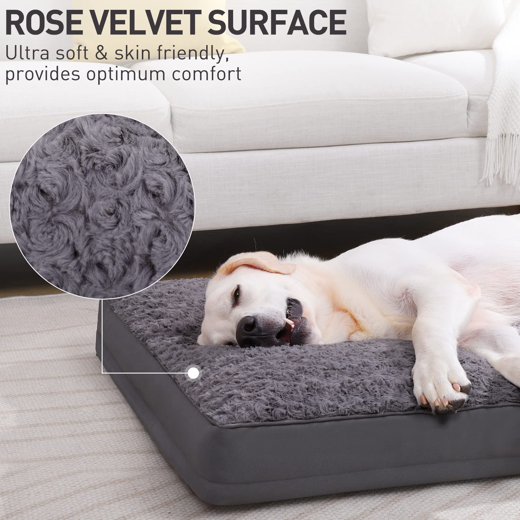 KSIIA dog bed shows waterproof layer protecting filling after spills.