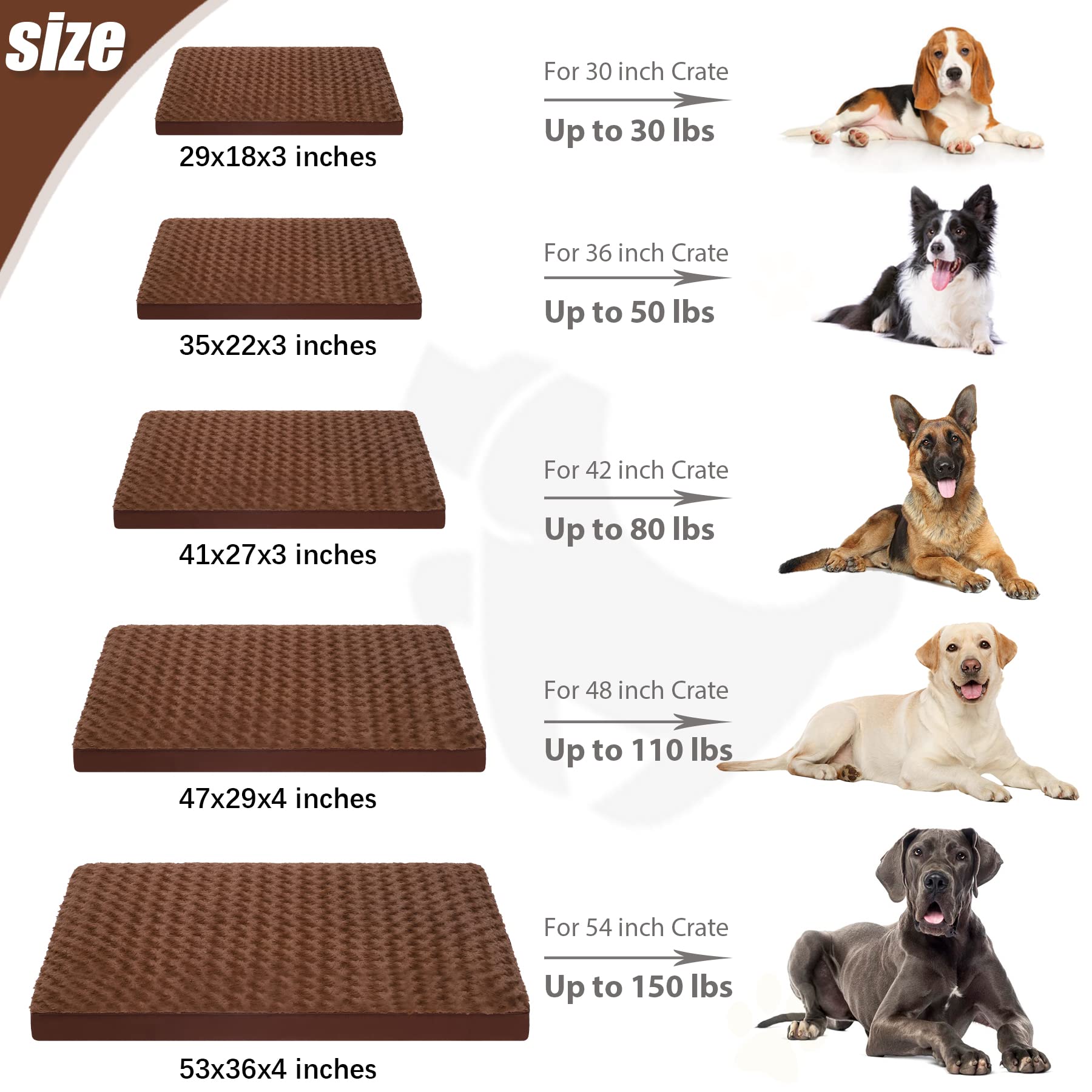 KSIIA 35x22 inch bed suits large dogs up to 65 lbs