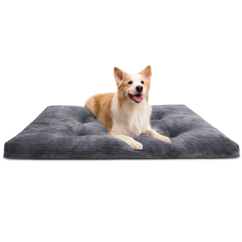 KSIIA dog crate bed with plush flannel surface for cozy warmth and soft rest.