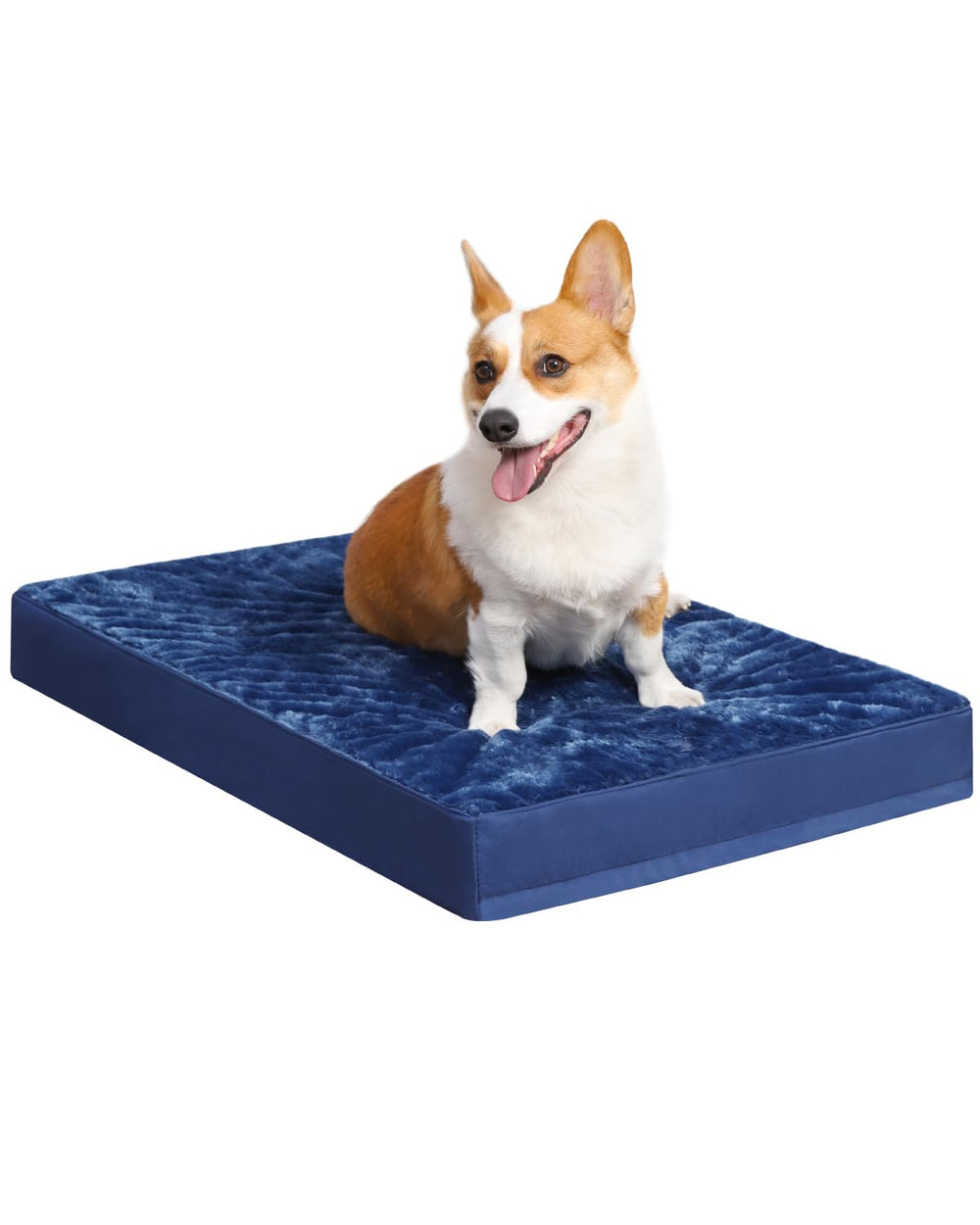 KSIIA orthopedic dog crate bed shows 3-inch egg crate foam for joint support and comfort.