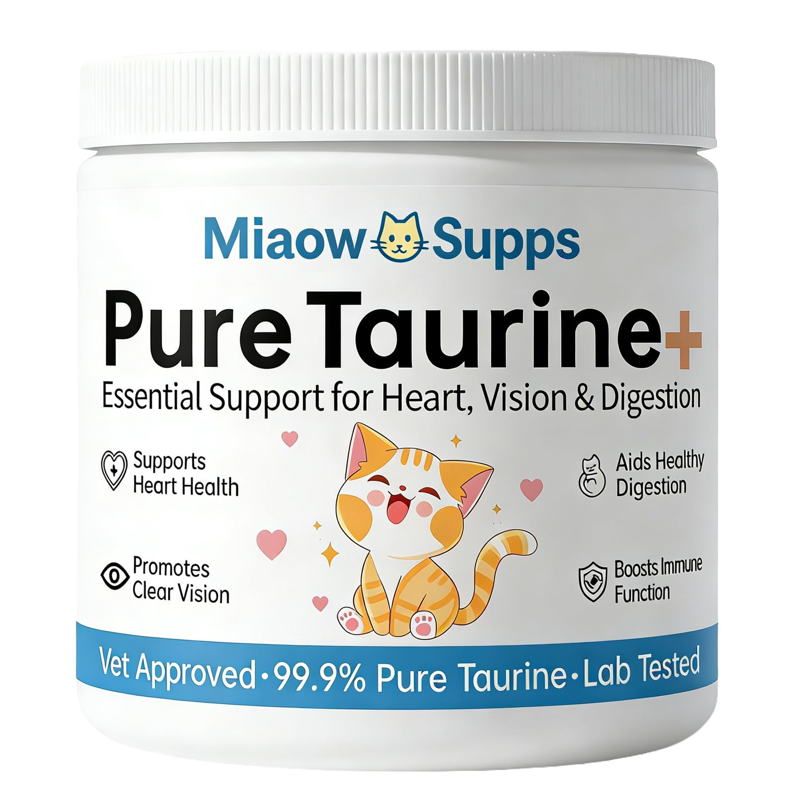 Ksjue Taurine powder jar close-up for daily cat health support