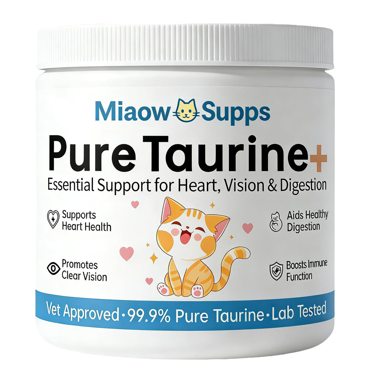 Ksjue Taurine powder jar close-up for daily cat health support