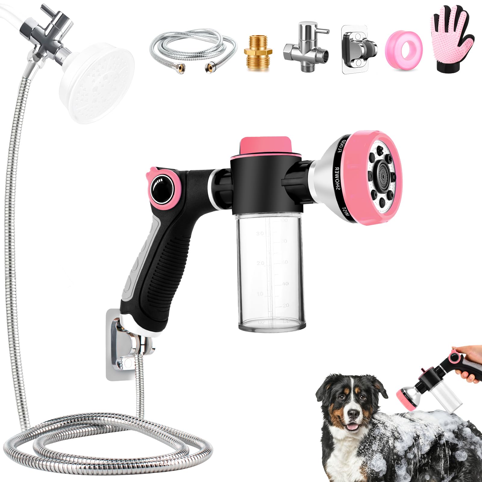KSSZZCO dog shower attachment ready for indoor baths and outdoor rinses.
