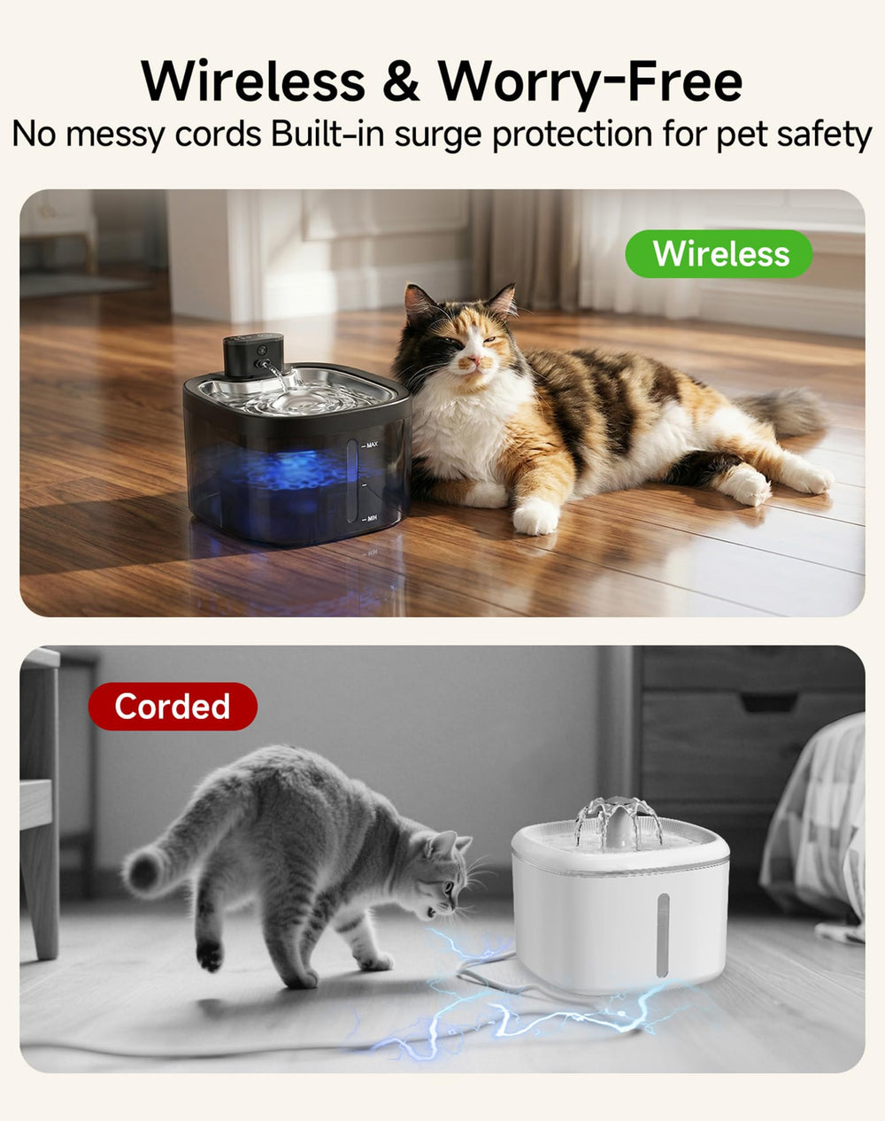 Ksuefao cat fountain motion sensor activates water on approach