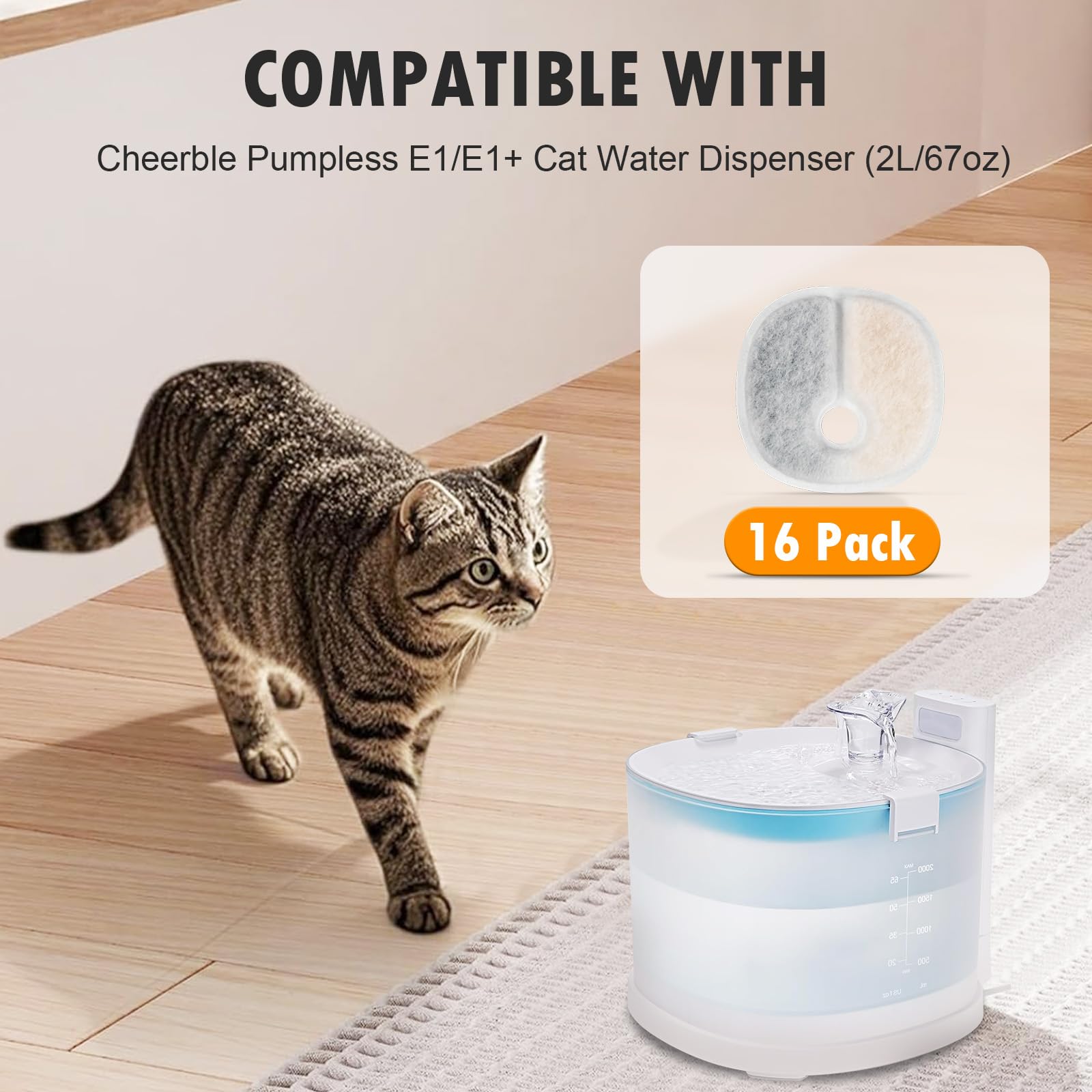 KTNAid 16-pack filters for one-year supply, ensuring steady water quality for multiple pets.