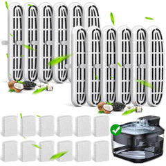 KTNAid 24-pack cat water fountain filters sponges for easy replacement and ongoing freshness.