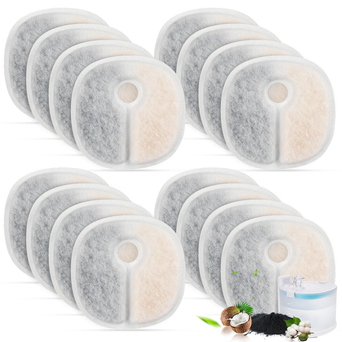 KTNAid cat fountain filter in E1/E1+ set ready for clean, odor-free drinking water.