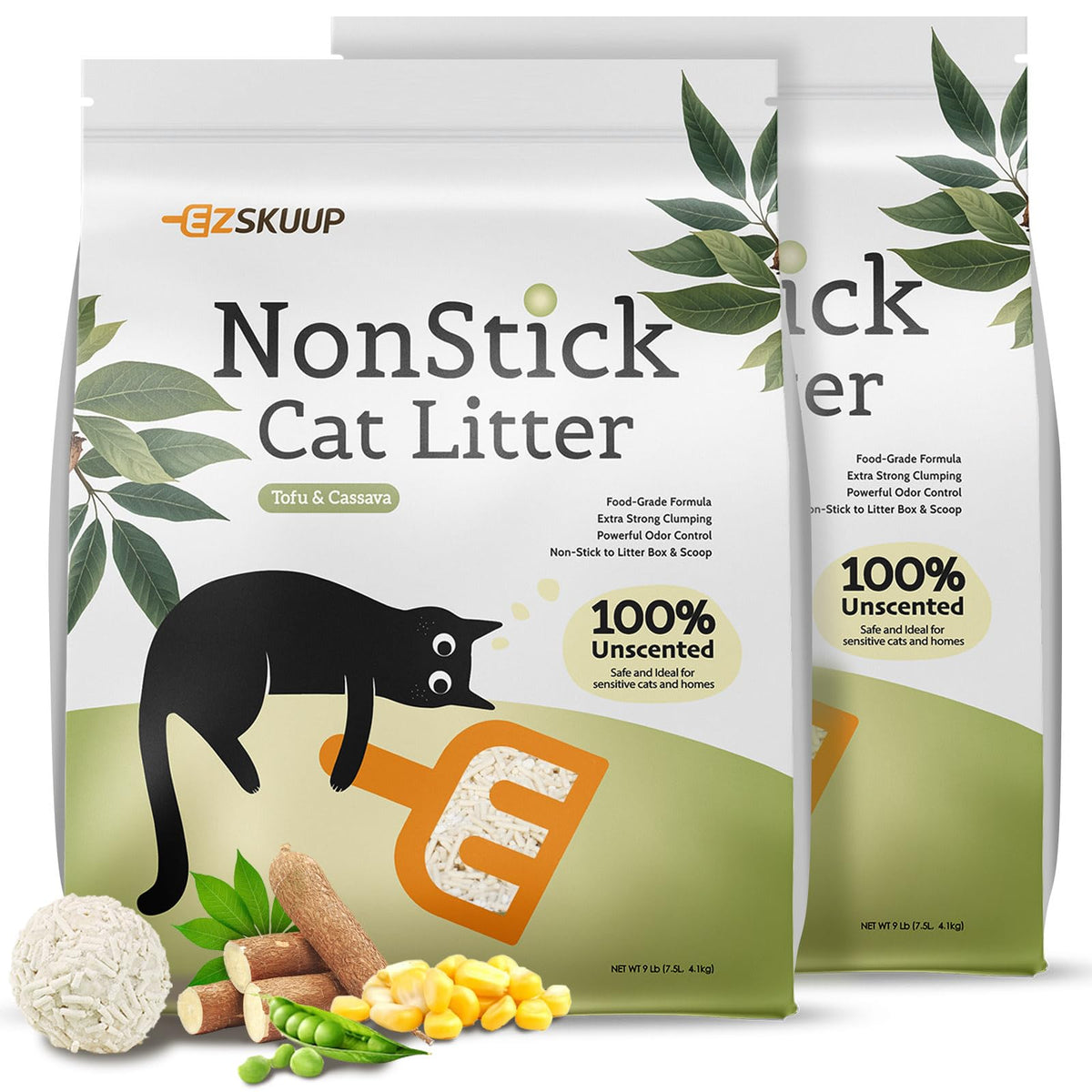 Kubvici EZSKUUP non-stick bottom litter enables effortless scooping.