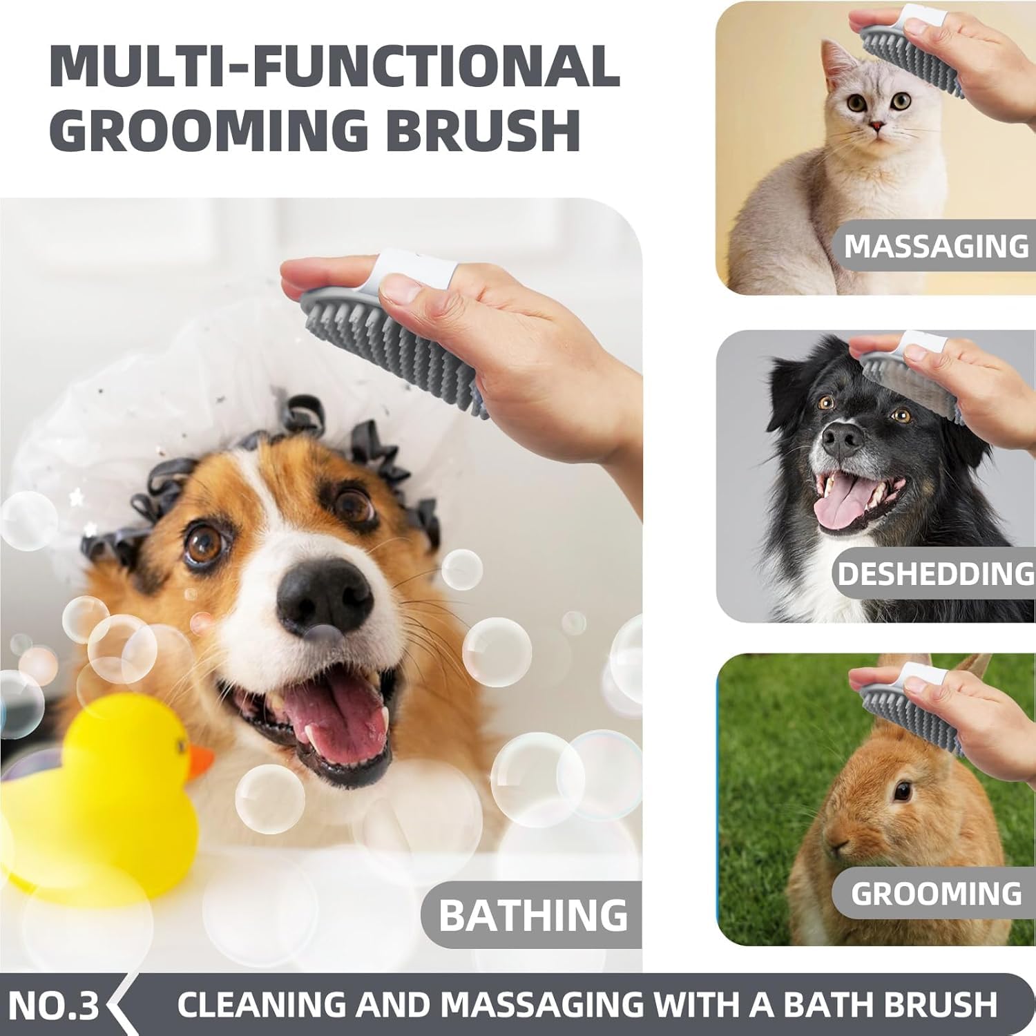 KUEIOX 6-in-1 slicker brush detangles gently across fur types