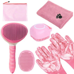 KUEIOX Bath Grooming Kit dog brush deshedding action for quick fur removal.