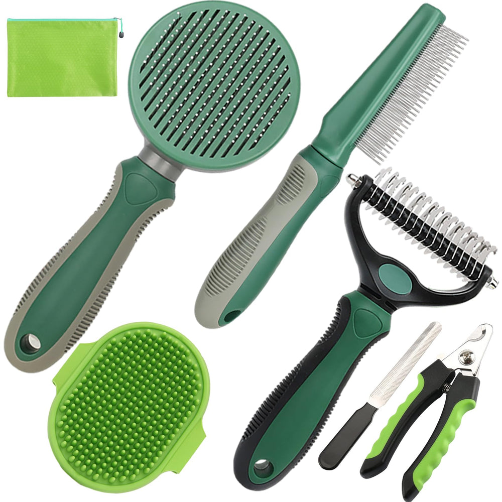 KUEIOX dual-head undercoat rake for safe deshedding and detangling.