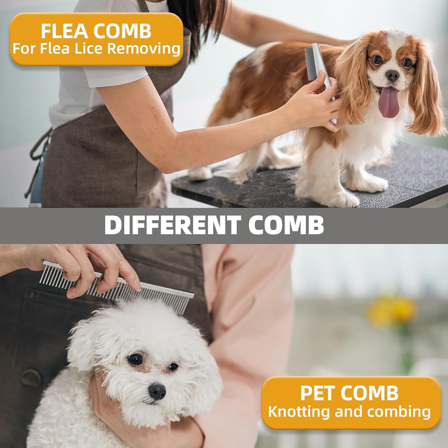 KUEIOX fine-tooth comb smoothes fur and controls shedding at home