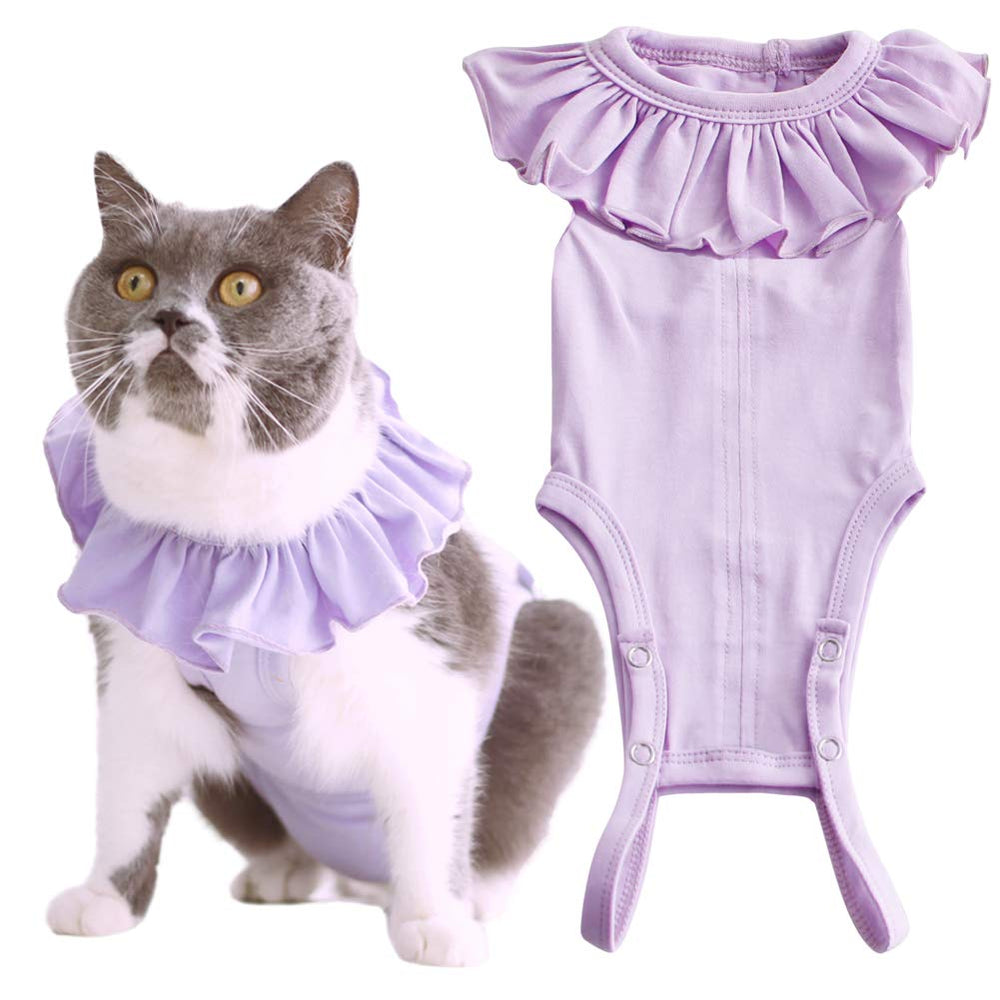 Kukaster Pet cat recovery suit shields abdominal wounds after surgery for female cats