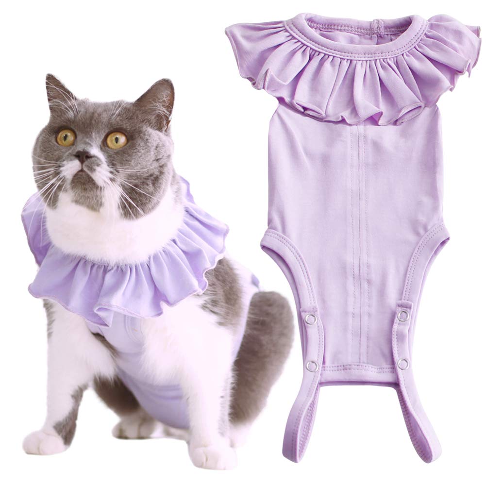 Kukaster Pet cat recovery suit shields abdominal wounds after surgery for female cats