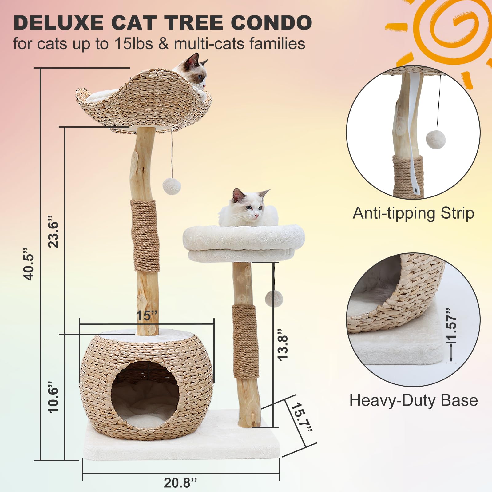 KULAMOON cat tree easy assembly and cleaning keeps your space tidy