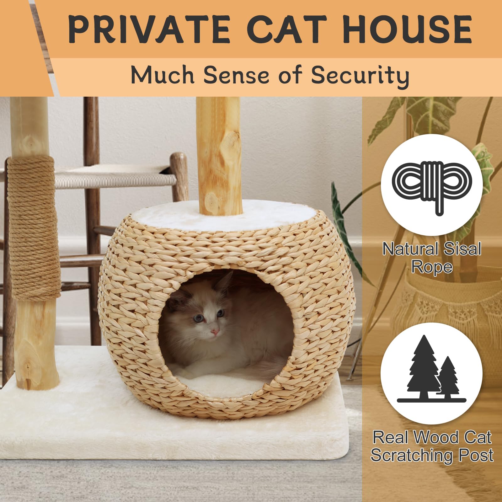 KULAMOON cat tree hanging toy ball invites playful interaction