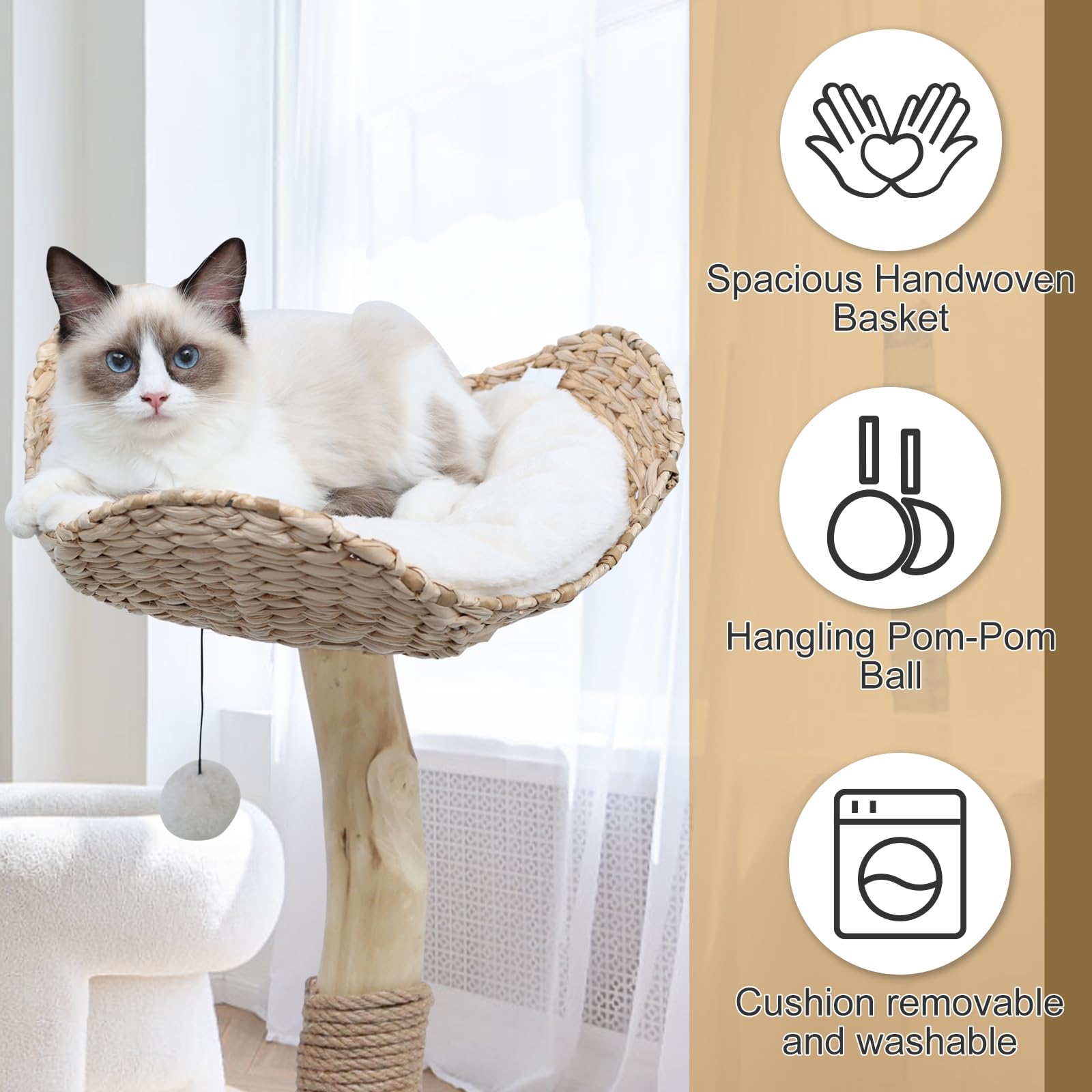 KULAMOON cat tree scratch posts wrapped in natural sisal rope