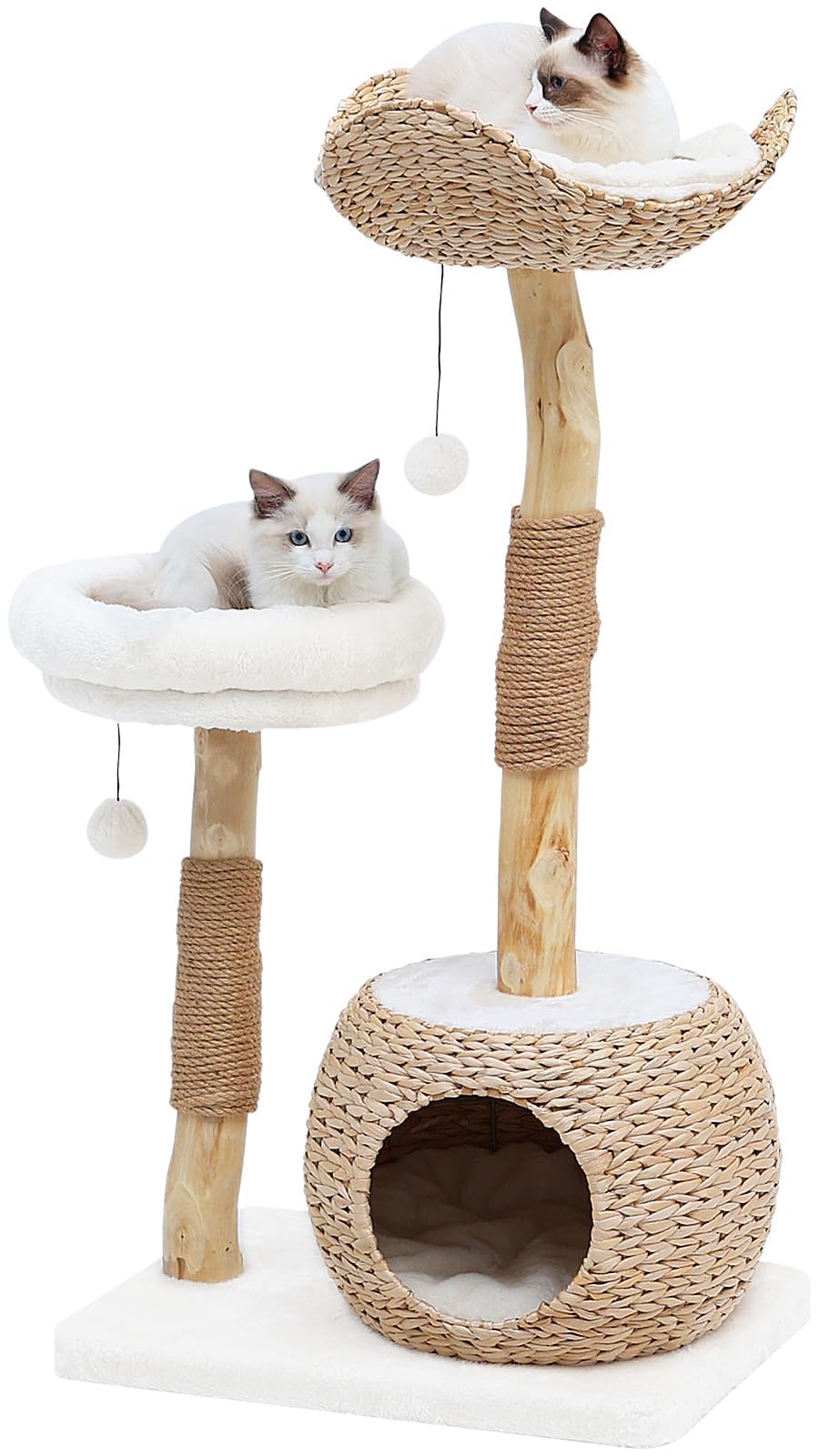 KULAMOON cat tree wood construction shows durable natural materials for multi-cat play