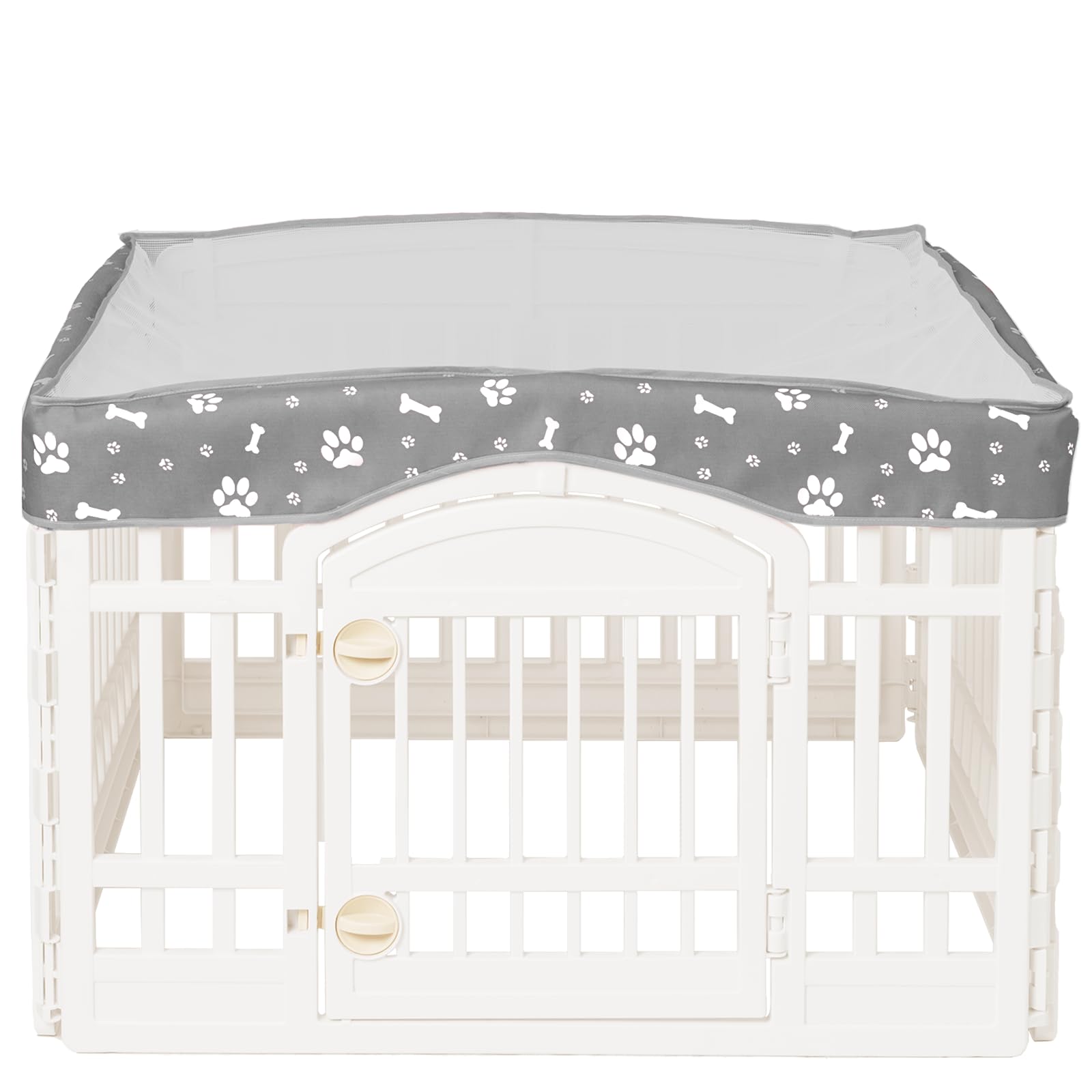 KUMOUARTS dog playpen top cover on a 36-inch mesh setup for shade.