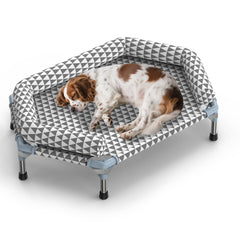 Kuntrust orthopedic bed with removable bolsters for medium dogs' neck support.