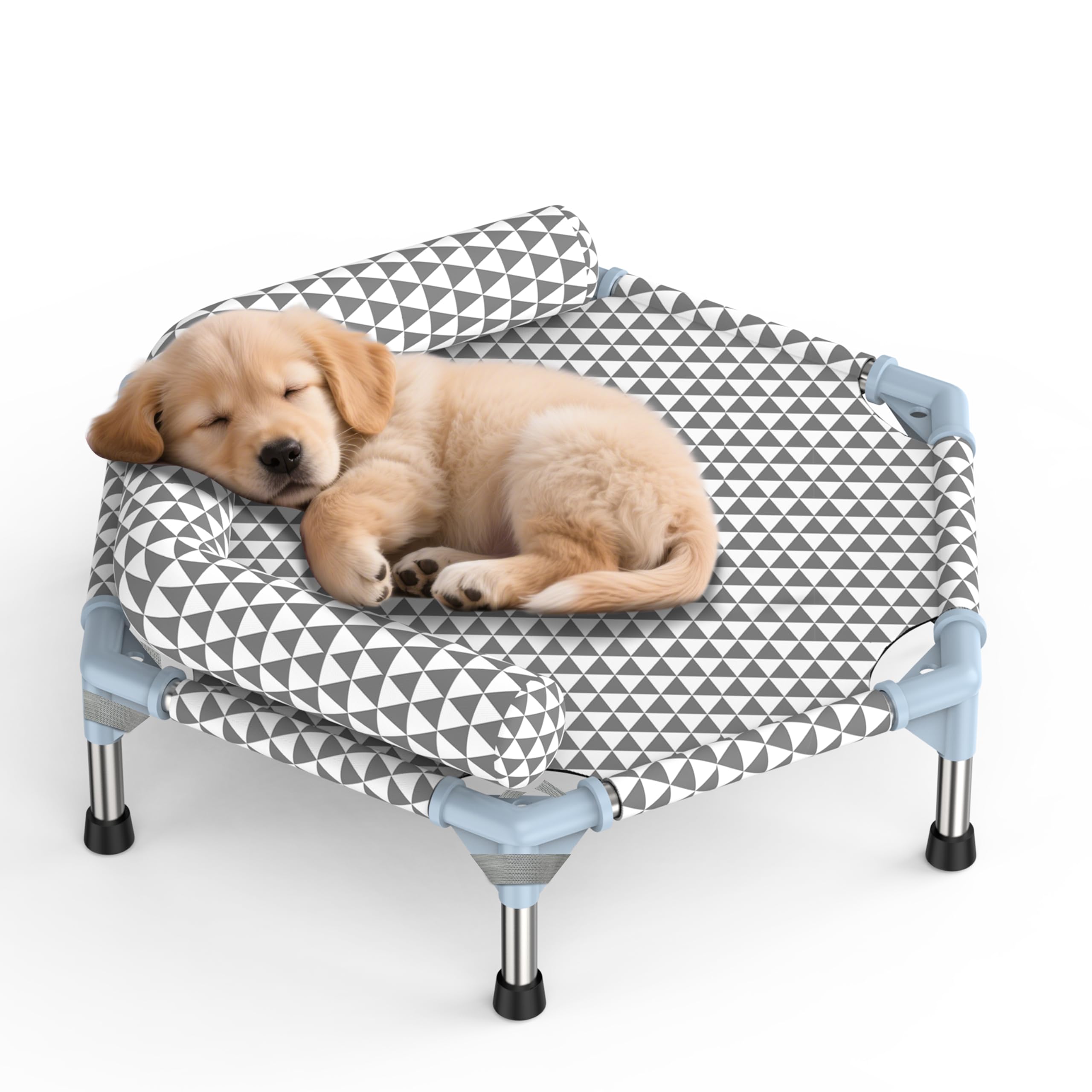Kuntrust orthopedic dog bed with six-sided elevated frame for more usable space.