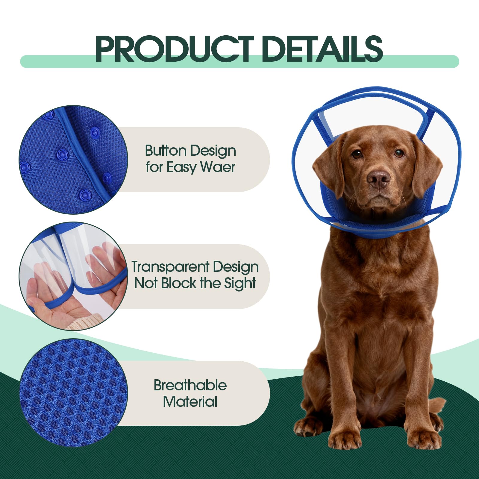 Kuoser blue cone with adjustable drawstring, easy fit for necks.