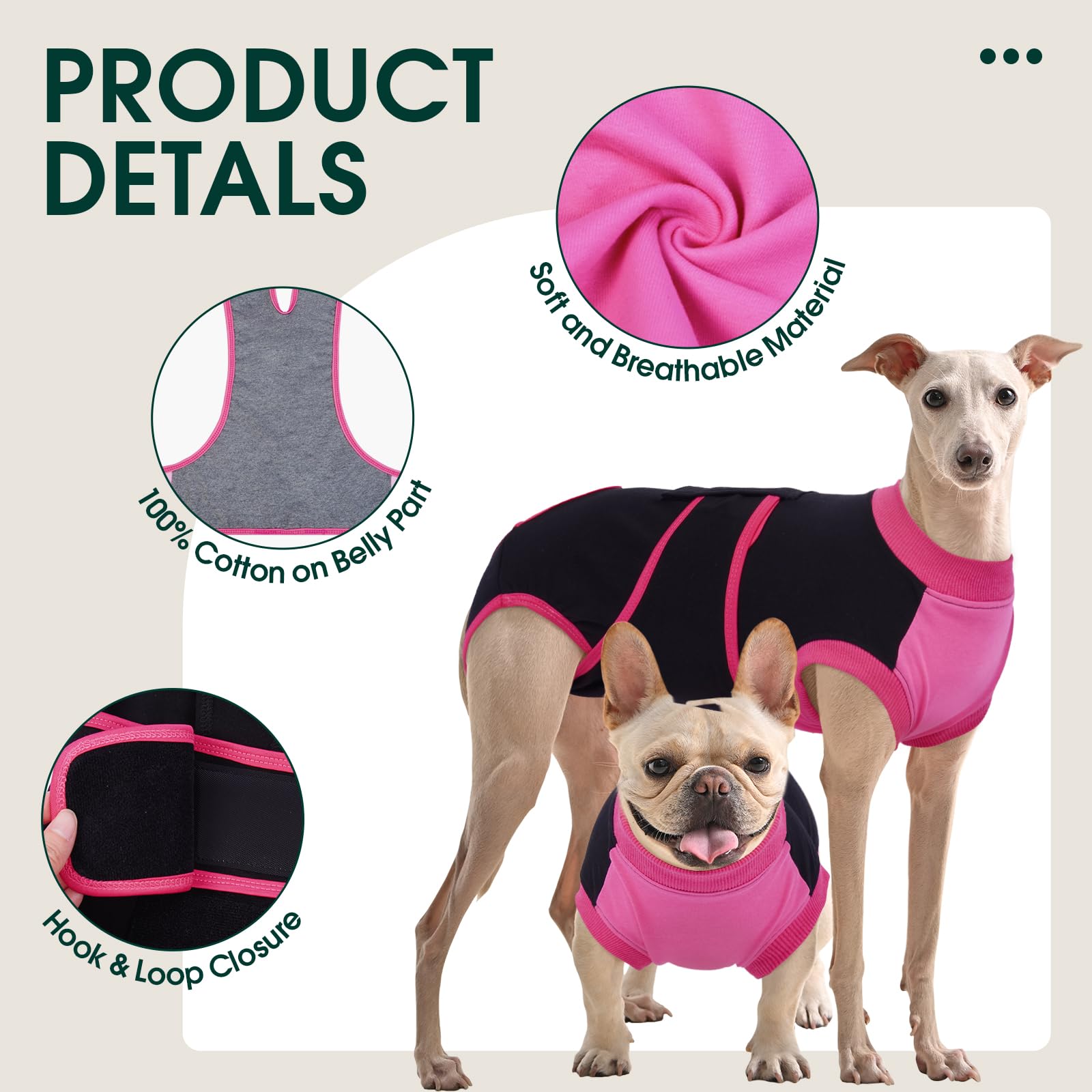 Kuoser anti-licking dog post-surgery onesie helps deter licking and scratching.