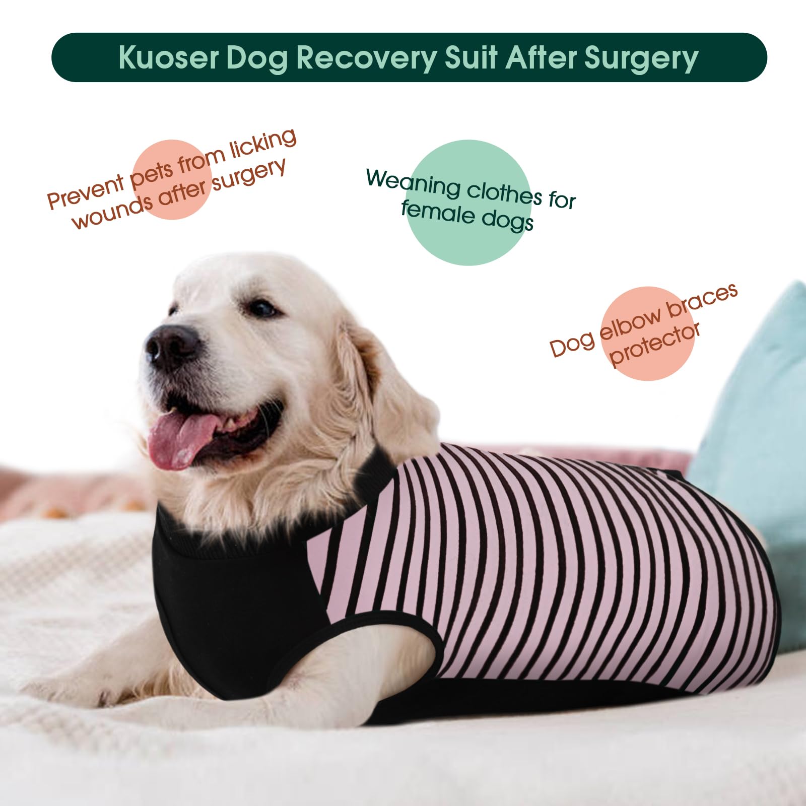 Kuoser cone-alternative anti-licking sleeve keeps dogs calm and safe