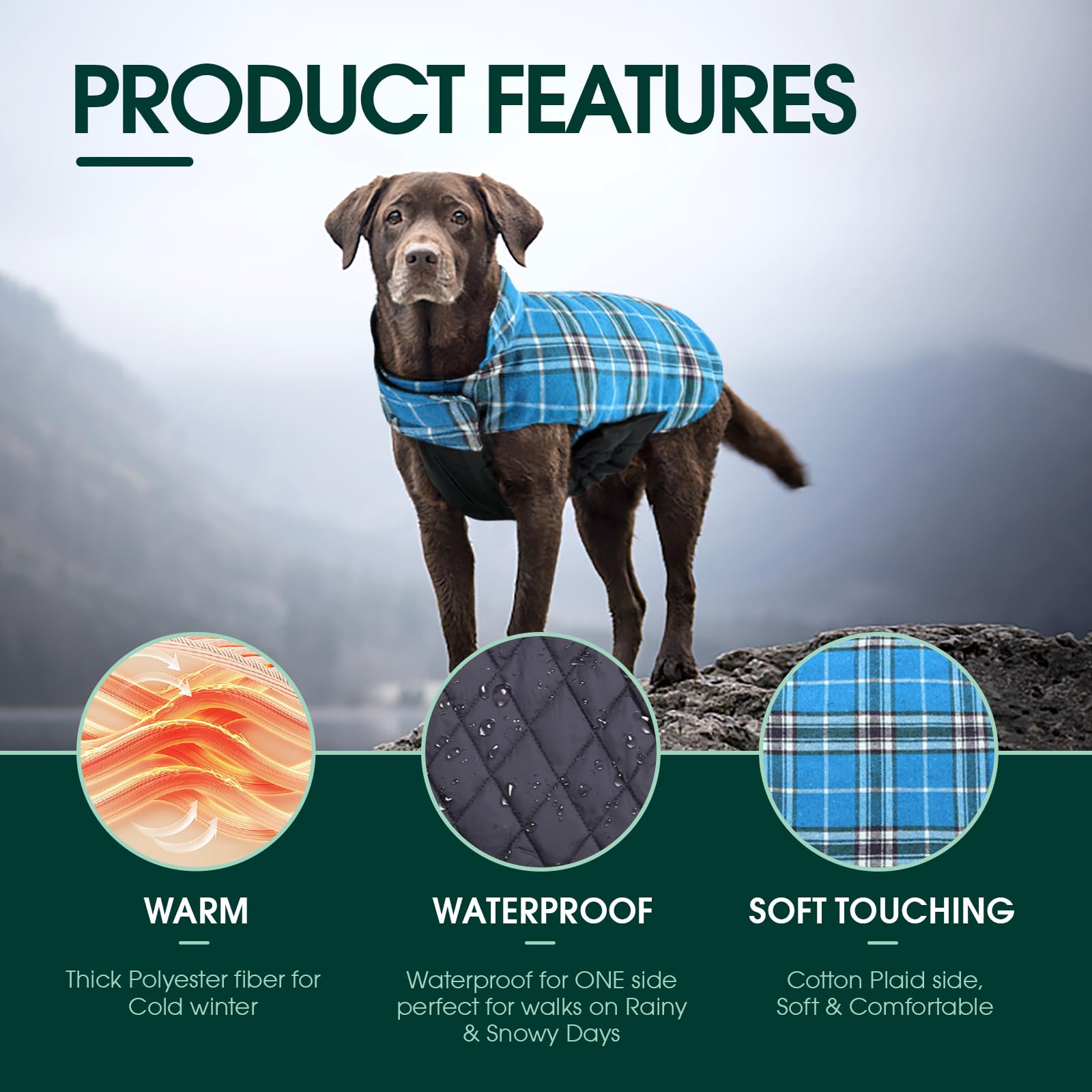 Kuoser reversible plaid jacket showcases versatile style for cold outings