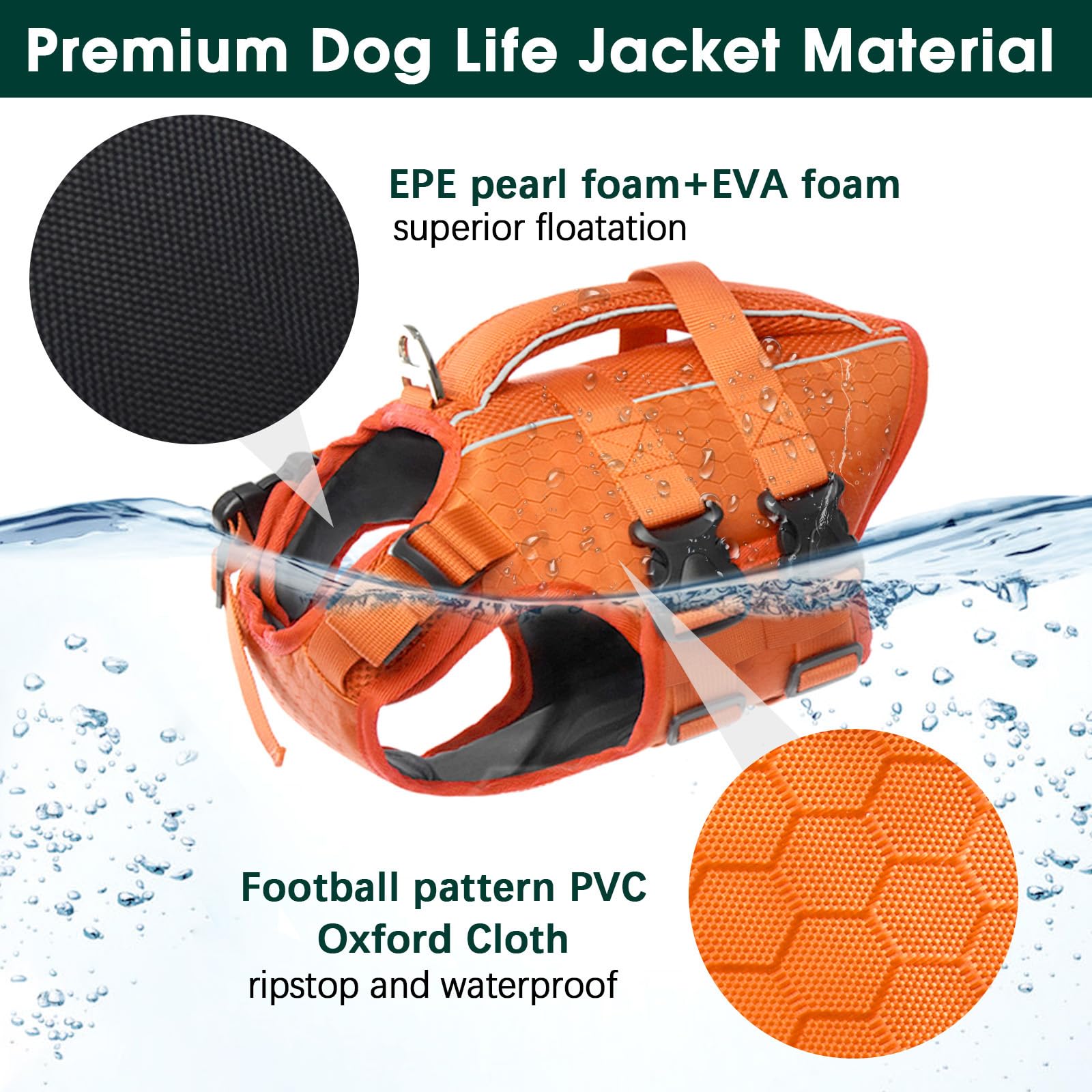 Kuoser dog life jacket adjustable nylon straps for secure fit