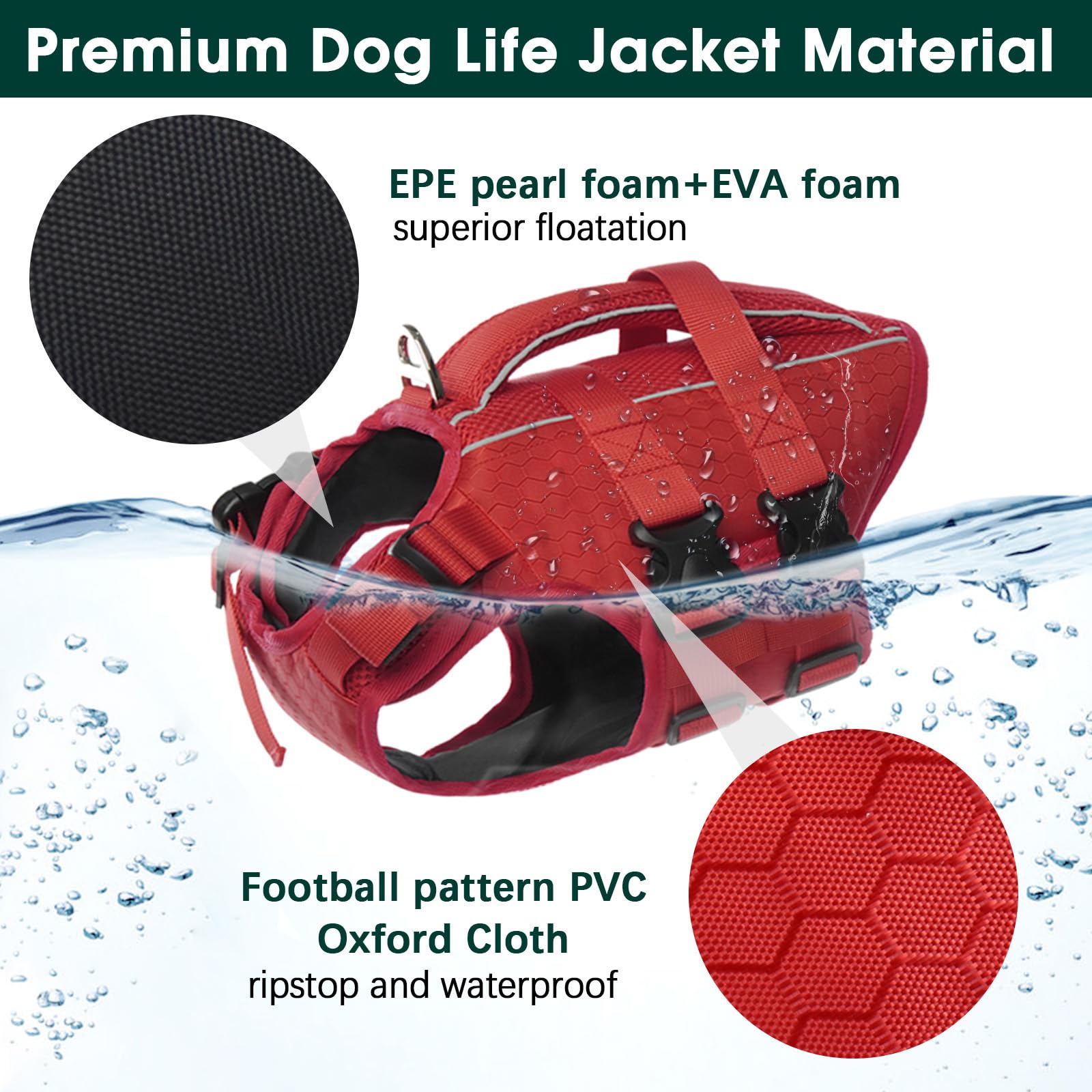 Kuoser dog life jacket adjustable straps shown for secure fit.