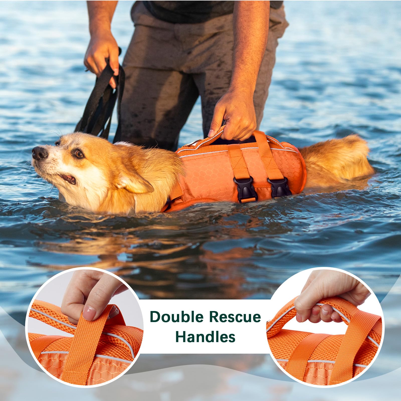 Kuoser dog life jacket bright colors increase visibility during outdoor activities