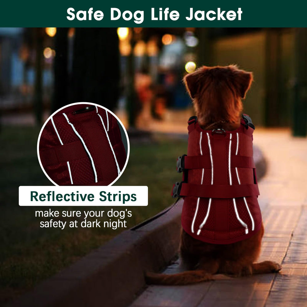 Kuoser dog life jacket reflective strips visible for night visibility.