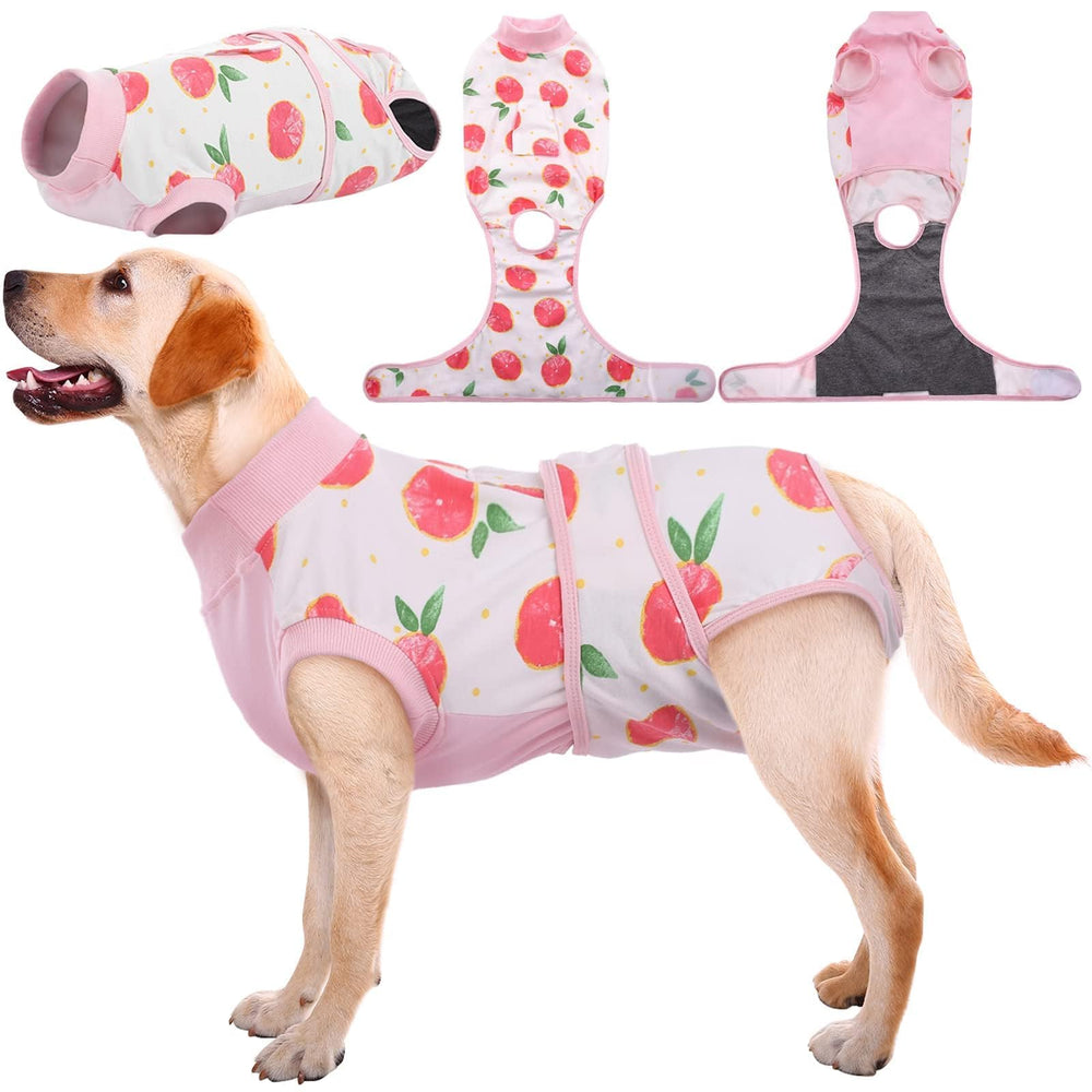 Kuoser dog onesie surgery pink XL front view protects wounds during recovery and boosts comfort.