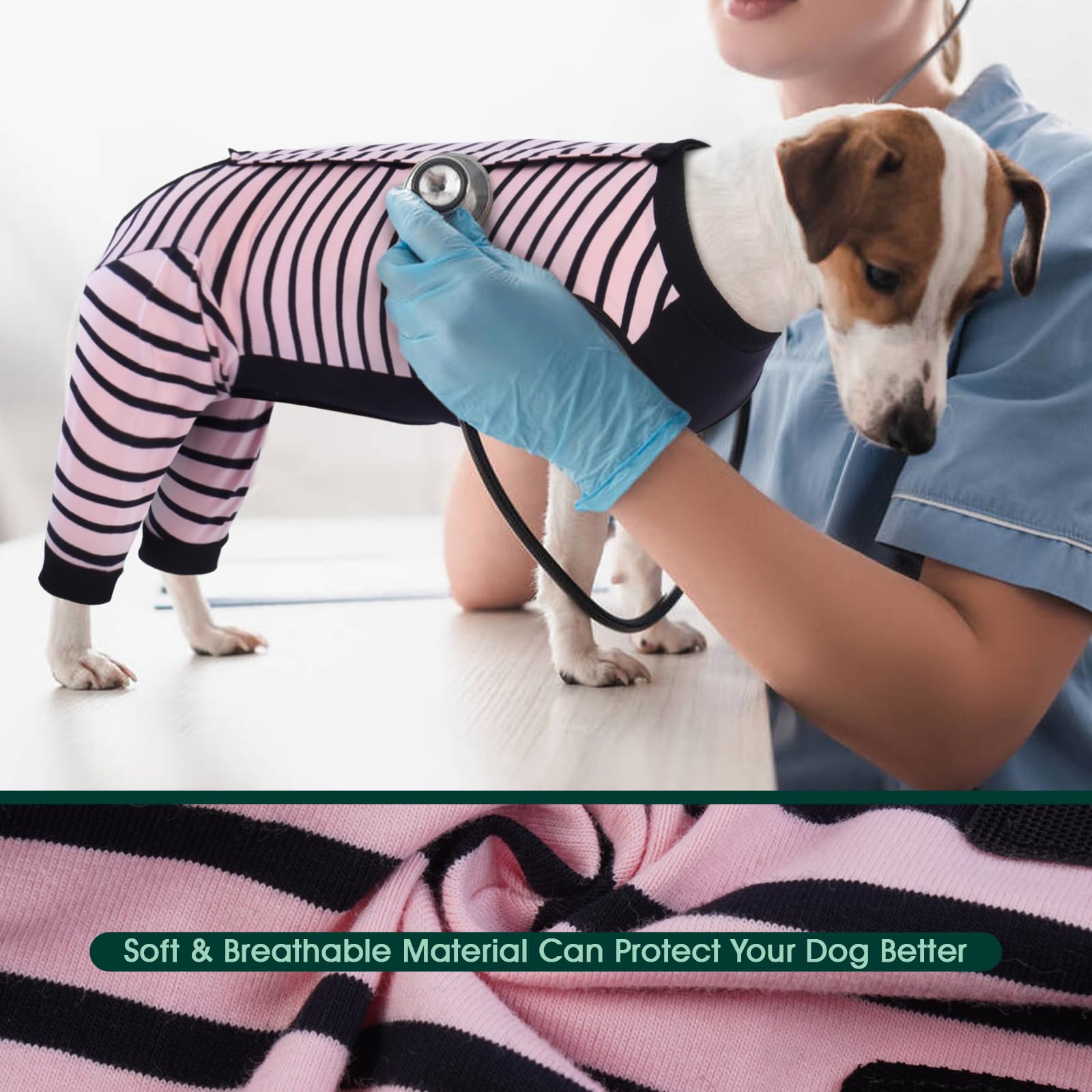 Kuoser dog recovery suit elbow protector pink helps support joints and prevent irritation.