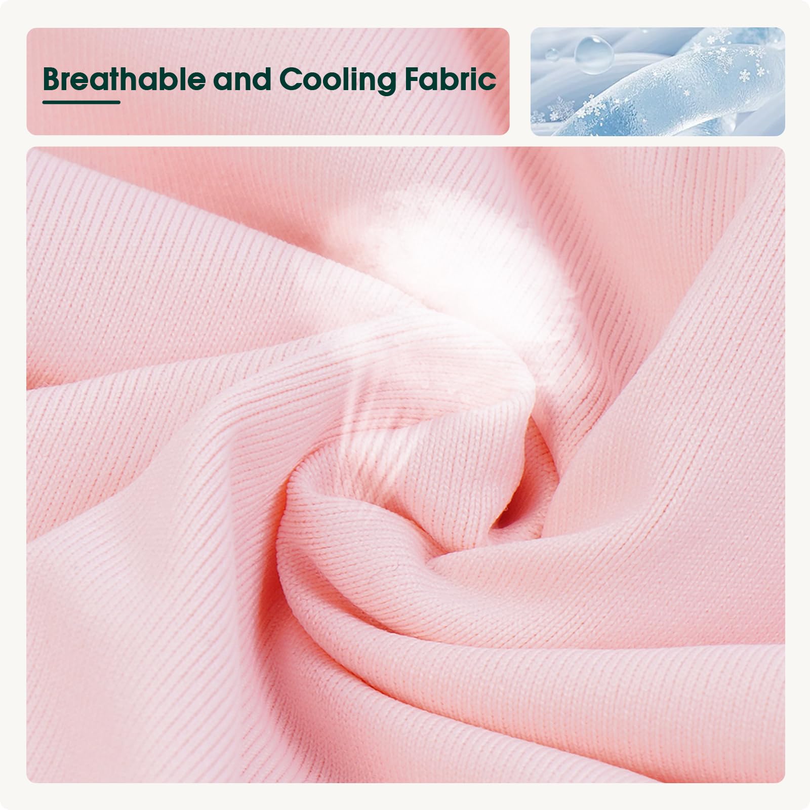 Kuoser pink fabric close-up – breathable, soft material for sensitive skin.