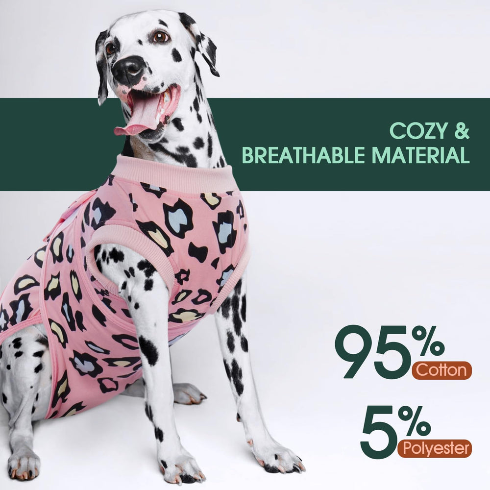 Kuoser dog recovery suit stretchy fabric allows movement.