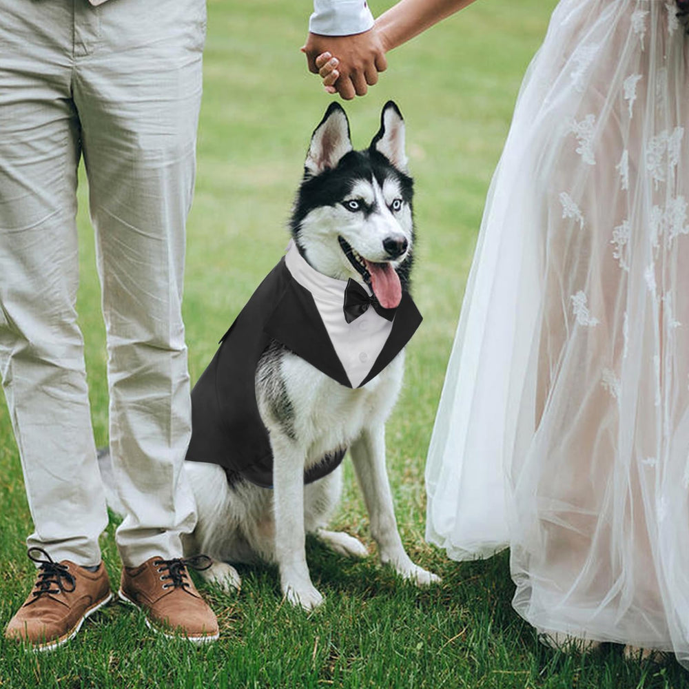 Size range from S to 2XL for Kuoser dog tuxedo, suitable for many breeds