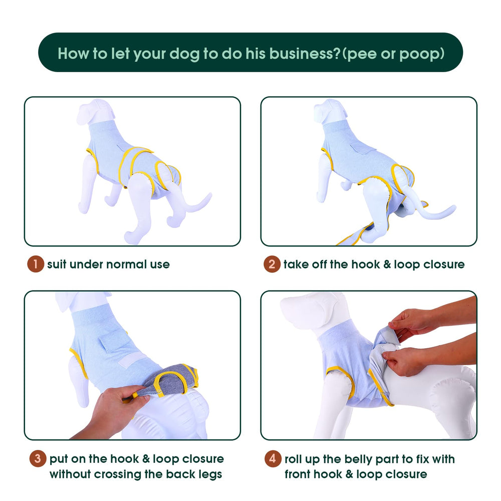 Kuoser post-surgery clothing protects wounds and reduces irritation after procedures.