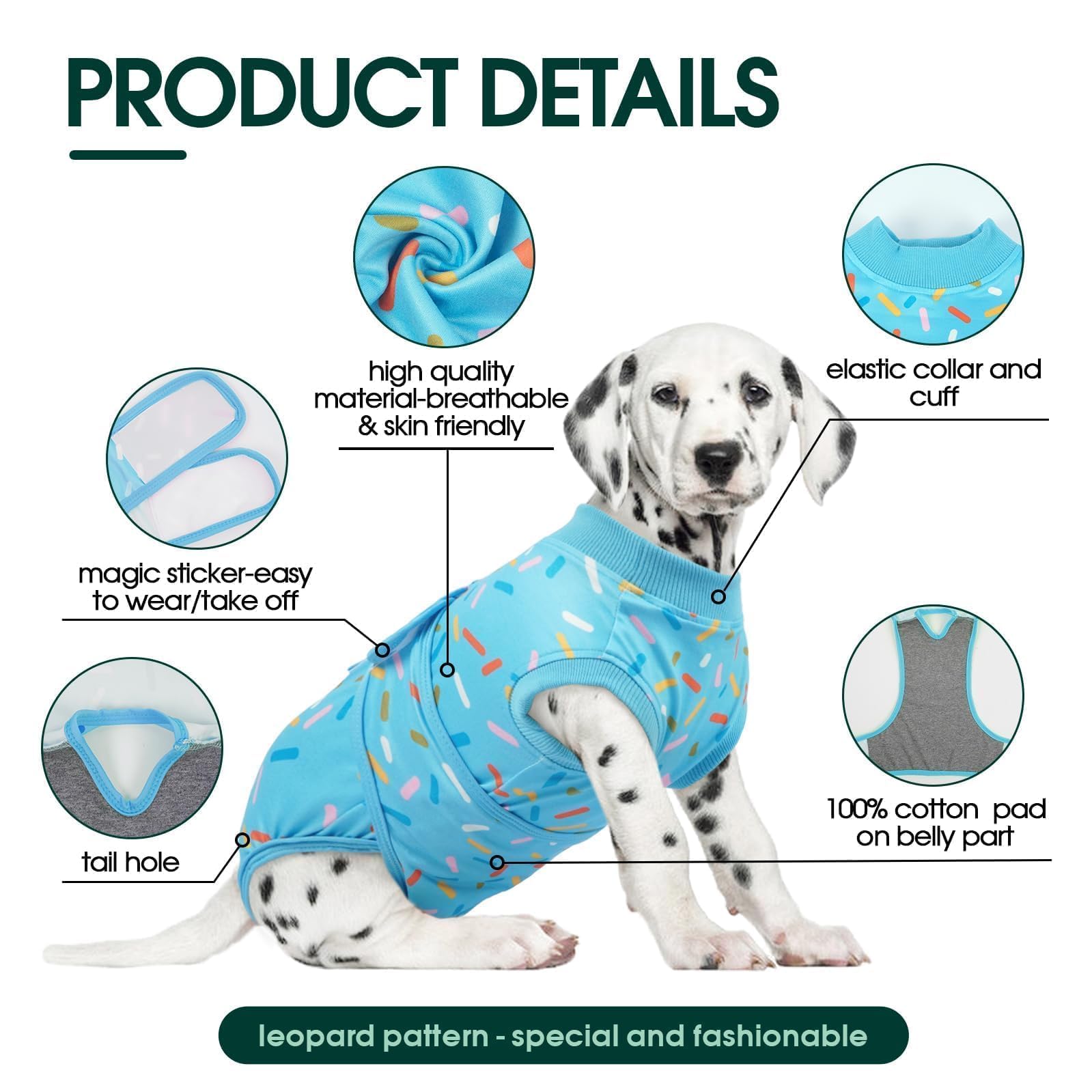 Kuoser recovery onesie on dog back shows no-cone comfort after procedure