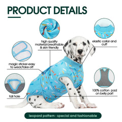 Kuoser recovery onesie on dog back shows no-cone comfort after procedure
