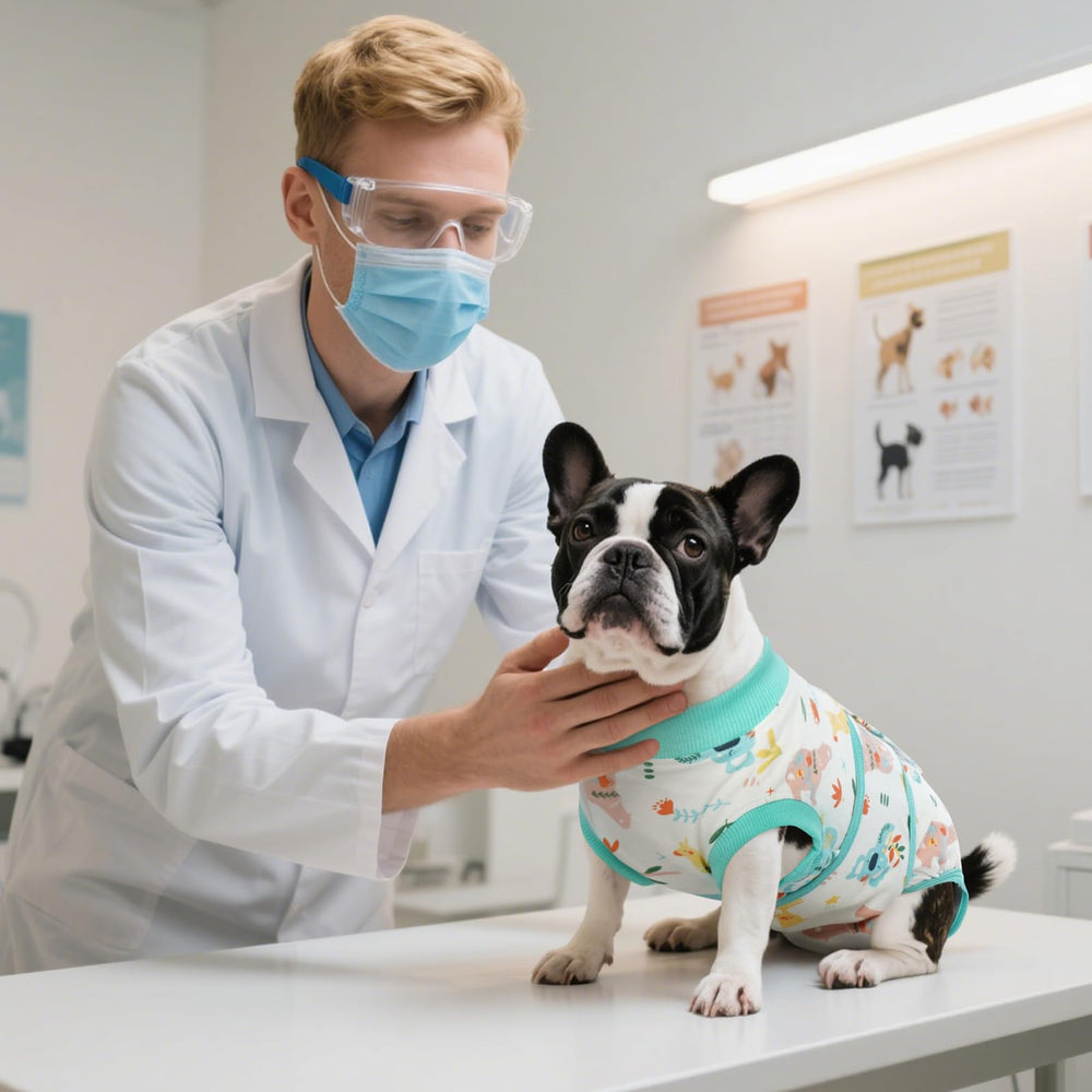 Kuoser dog onesie demonstrates active wear and comfort during routine activities.