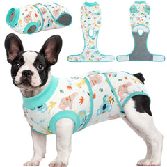 Kuoser Recovery Suit on a dog showing back fit and comfortable coverage.