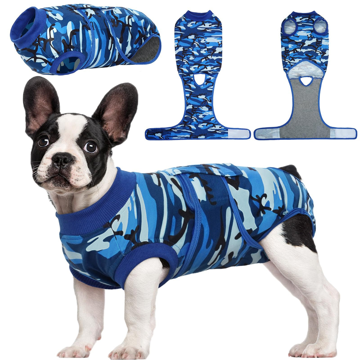 Kuoser Recovery Suit on a dog and cat after surgery, promotes comfort and protection during recovery.